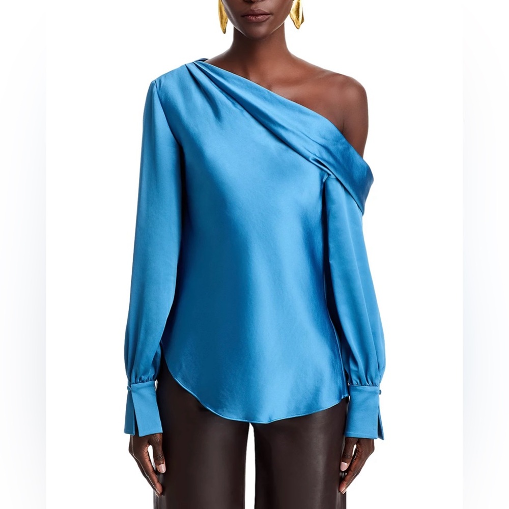 SIMKHAI Alice Celestial Blue Off-the-Shoulder Top: